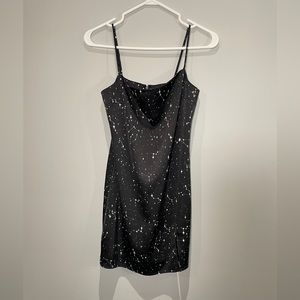 Brand New Constellation Design Black Slip Dress